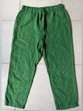 Zara Linen Blend Women's Sz L Green Elastic Waist Pants